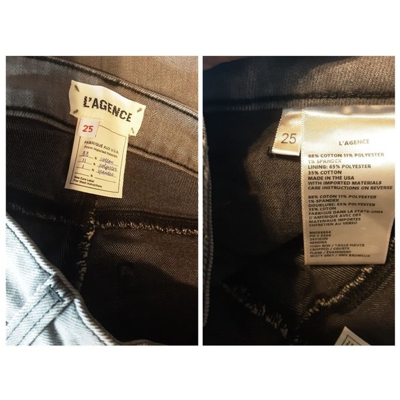 L'AGENCE Kendra High Rise Cropped Flare Raw Hem Grey Jeans Women's 25 FLAW - Picture 8 of 12